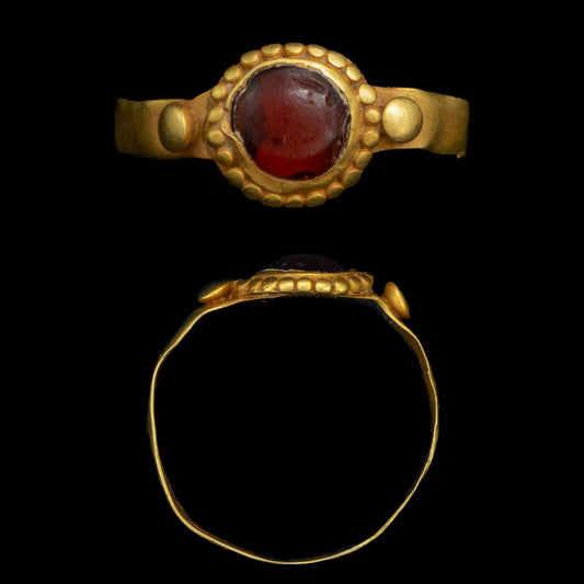 Byzantine Gold Ring with Garnet Stone