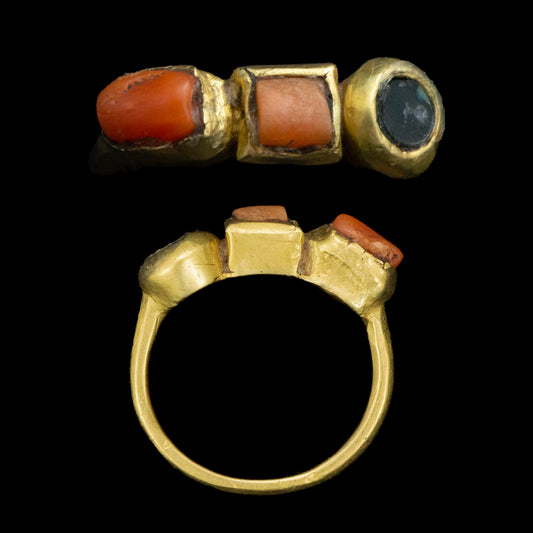 Byzantine Gold Ring with Coral Stones