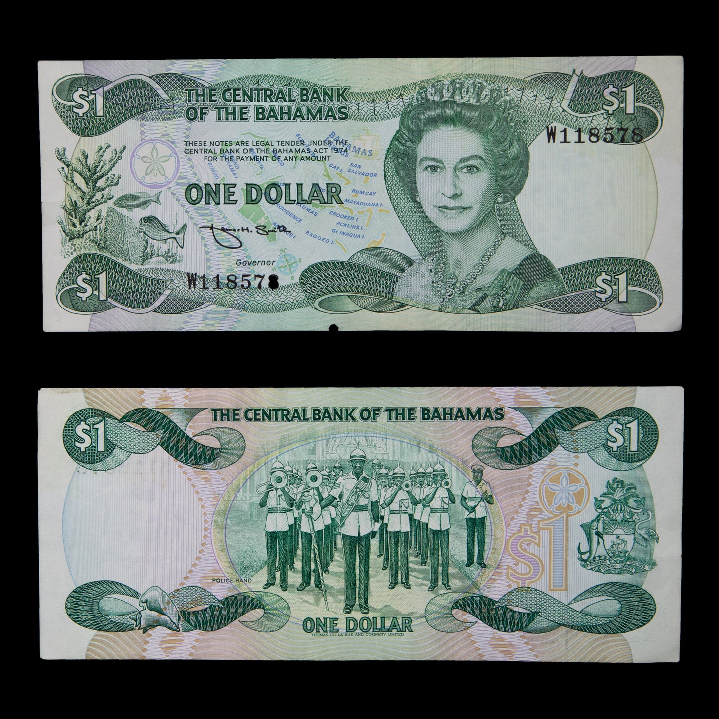 Central Bank of the Bahamas One Dollar Bill