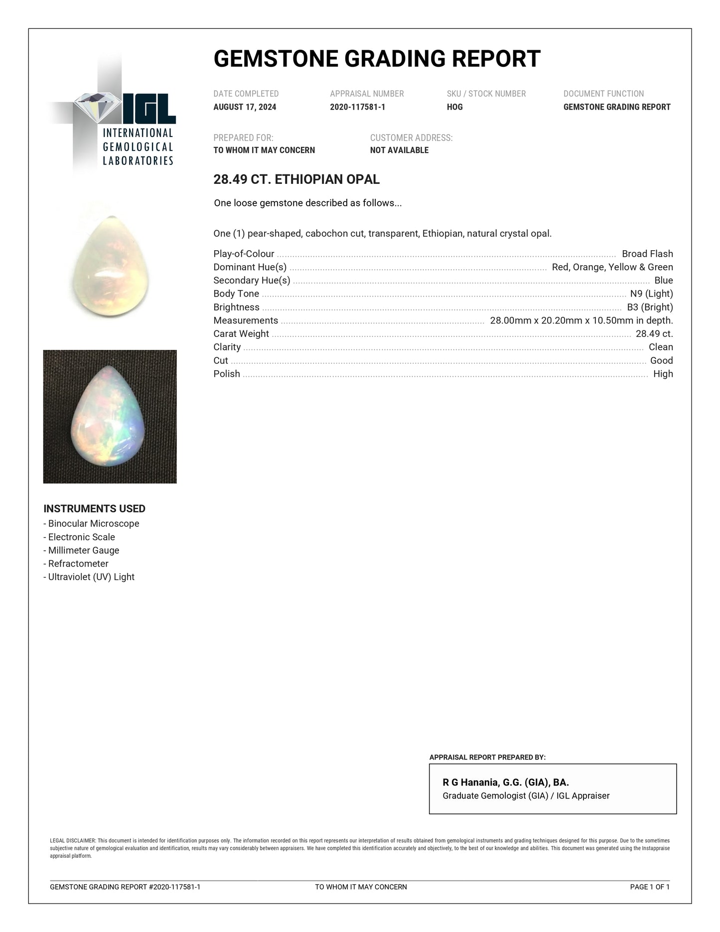 Pear Shape Opal